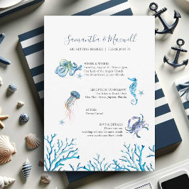 Convites para Casamento de Praia Oceano de Aquarel