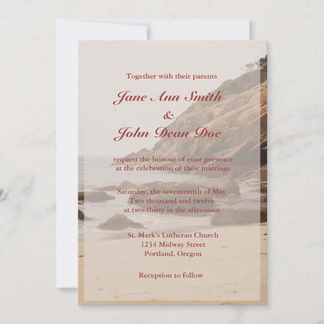 Convites para Casamento de Praia - Rocky Beach (Frente)