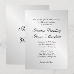 Convites para Casamento de Prata Elegante
