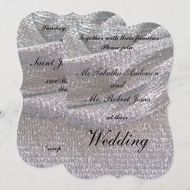 Convites para Casamento de Prata Elegante Sparkly (Frente/Verso)