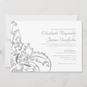 Convites para Casamento de Prata Flourish