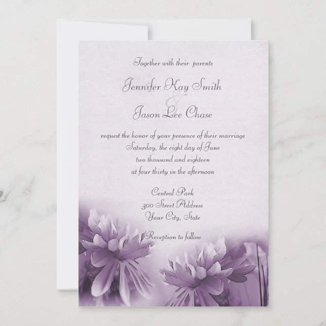 Convites para Casamento de primavera do Mãe Roxo (Frente)