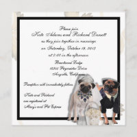 Convites para Casamento de Pug Personalizado ou An