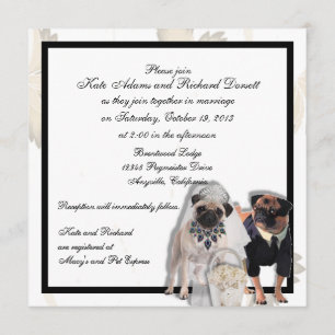 Convites para Casamento de Pug Personalizado ou An