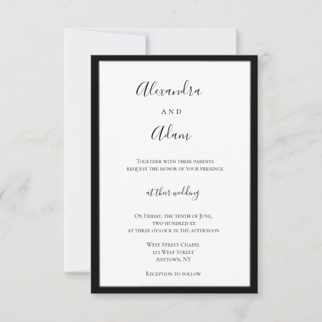 convites para casamento de quadro azul Marinho (Frente)