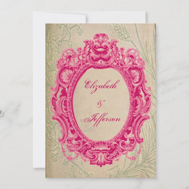Convites para Casamento de Quadros de Vintagem Ros (Frente)