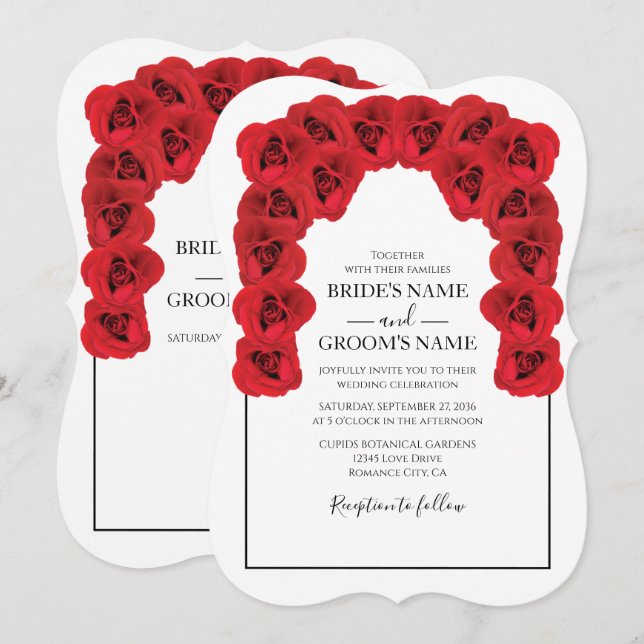 Convites para Casamento de Rosas vermelhas Russas (Frente/Verso)