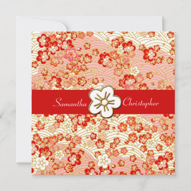 Convites para casamento de Sakura Chirimen (Frente)