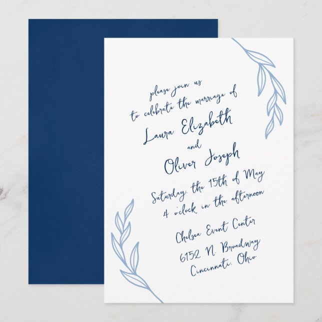 Convites para Casamento de Script Manuscrito Moder (Frente/Verso)