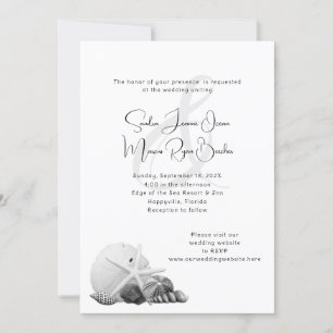 Convites para Casamento de Shell Preto e Branco Co