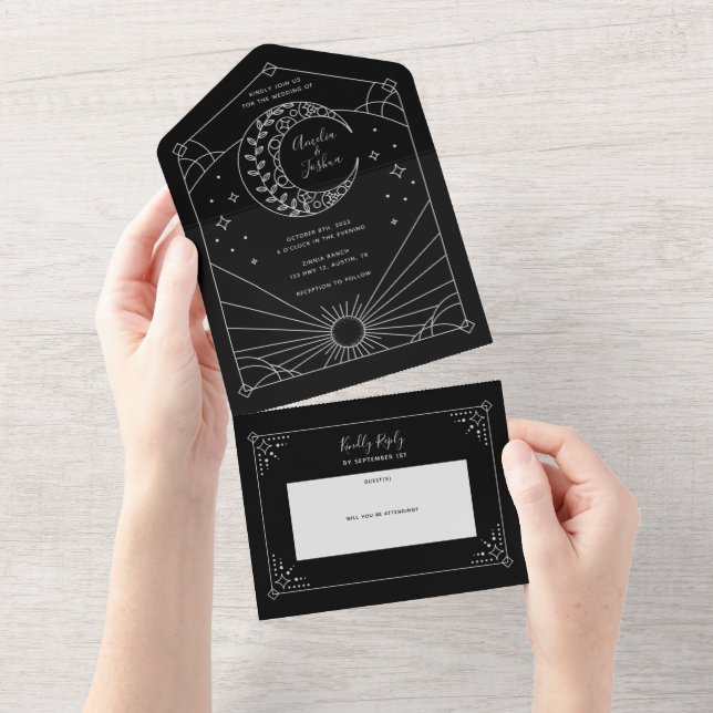 Convites para Casamento de Stardust (Aba destacável)