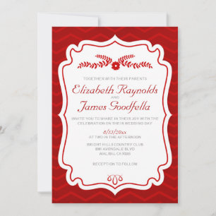 Convites para Casamento de Stripes Vermelhas
