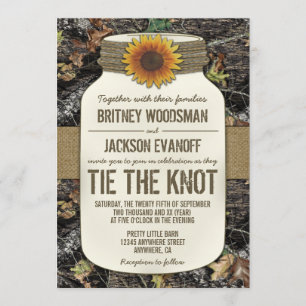 Convites para Casamento de Sunflower Mason Jar Cam