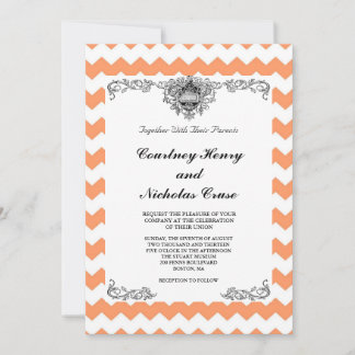 Convites para Casamento de Tangerine Chevron