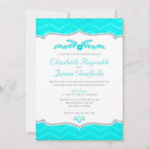 Convites para Casamento de Teal Zigzag