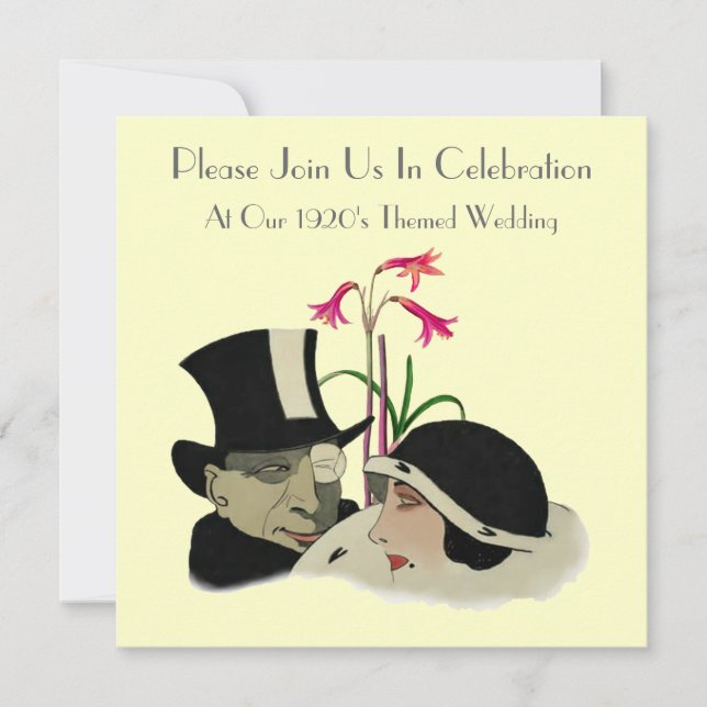 Convites para casamento de temas da década de 1920 (Frente)