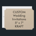 Convites para casamento de tíquetes KRAFT 7" x 5"<br><div class="desc">KRAFT 7" x 5" Ticket Shape Wedding Invoca papel de tom terrestre com um acabamento de textura perfeitamente suave. Ecológico,  o Kraft é feito numa fábrica familiar com 100% de energia renovável. 30% de conteúdo poste (reciclado). FEITO NOS EUA. Cartão de 100 lb,  cartão de 14 pontos.</div>