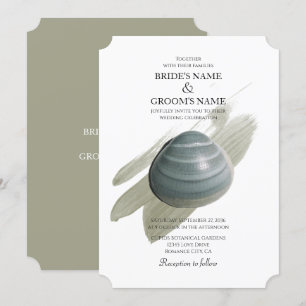 Convites para Casamento de Traço Clam Watercolor