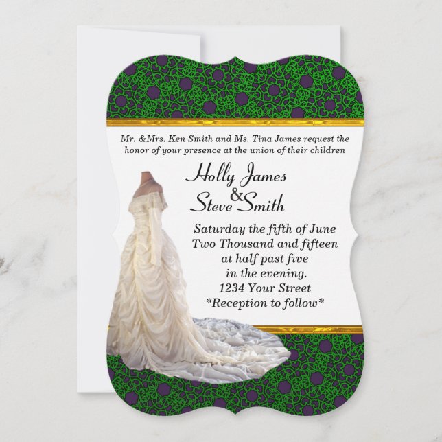 Convites para Casamento de Vestido Elegante (Frente)