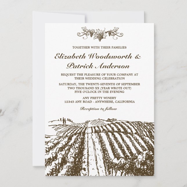 Convites para Casamento de Vineyard Rustic Vineyar (Frente)