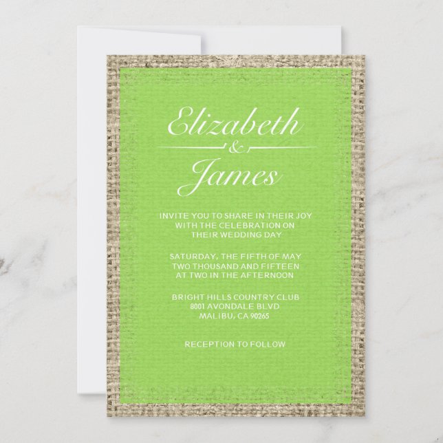 Convites para Casamento de Vintage Burlap, Limão (Frente)