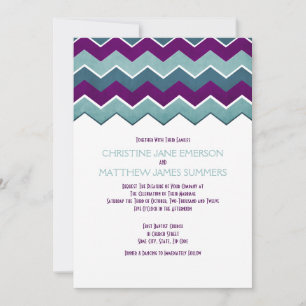Convites para Casamento de Zig Zag Roxo e Teal