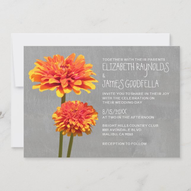 Convites para Casamento de Zinnia (Frente)