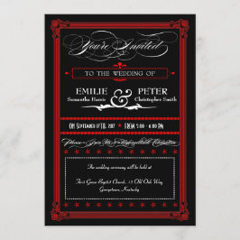 Convites para Casamento do Estilo Poster Vermelho