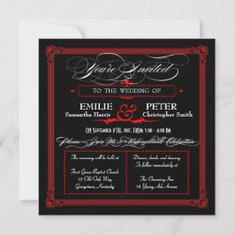 Convites para Casamento do Estilo Poster Vermelho 