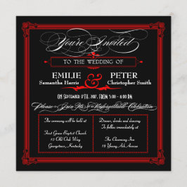 Convites para Casamento do Estilo Poster Vermelho