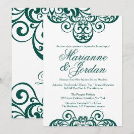 Convites para Casamento do Ornamentado Verde Emera