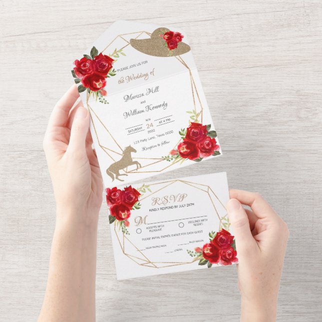 Convites para Casamento do Rosa vermelha Kentucky  (Tearaway)