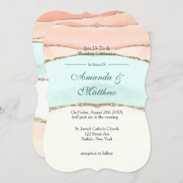 Convites para Casamento Dourado de Salmão e de Tea