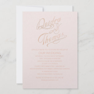Convites para Casamento Dourado rosa