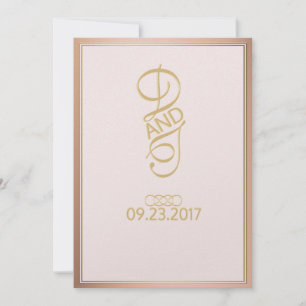 Convites para Casamento Dourado rosa