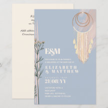 Convites para Casamento Dusty Blue Boho