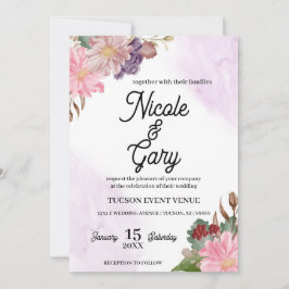 Convites para Casamento Elegante De Aquarela