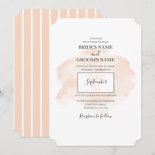 Convites para Casamento Elegante De Aquarela (Frente/Verso)