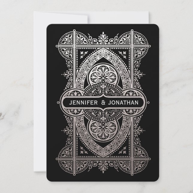 Convites para Casamento em Deco de Arte Real - Fol (Frente)