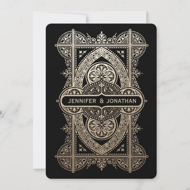 Convites para Casamento em Deco de Arte Real - Fol (Frente)