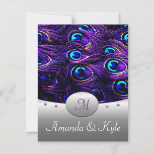 Convites para Casamento em Pavão Roxo 4,25" x 5,5