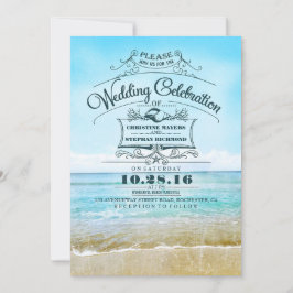 Convites para casamento em praia azul ombre litora