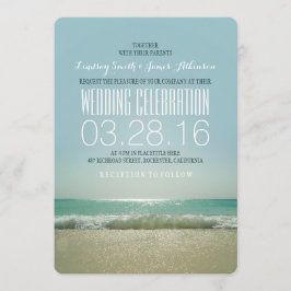 Convites para casamento em praia moderna com mar a
