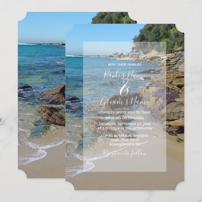 Convites para Casamento em Praia Rocky (Frente/Verso)