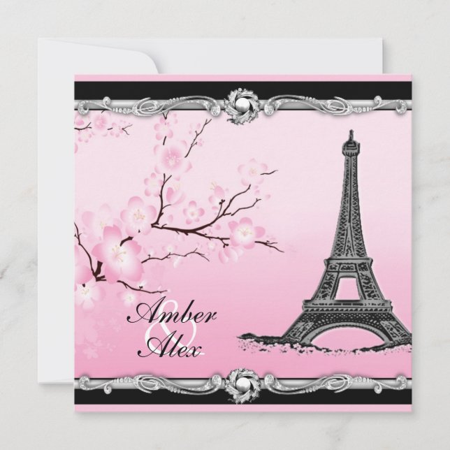 Convites para Casamento em Torre Eiffel, Parisiens (Frente)