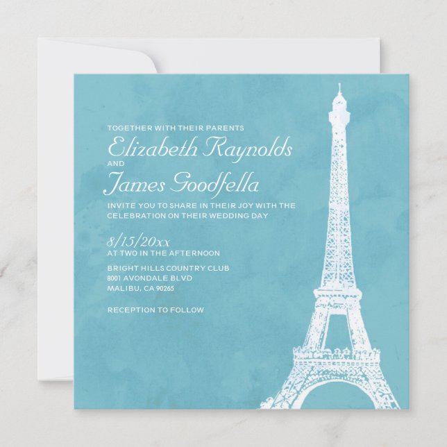 Convites para Casamento em Torre Eiffel Russo (Frente)