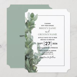 Convites para Casamento Eucalyptus em Dólares de
