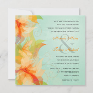 Convites para Casamento Floral Aqua Tropical