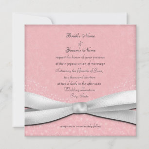 Convites para Casamento Floral, Cor-de-Rosa Pálida