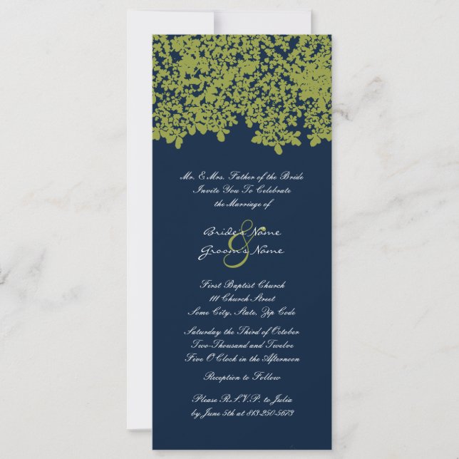 Convites para Casamento Floral de Alta Navu e Limã (Frente)